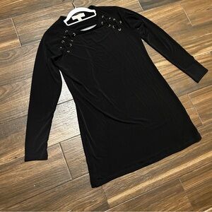 Michael Kors‎ Long Sleeve Dress with Gold Grommets on Shoulder Small Black